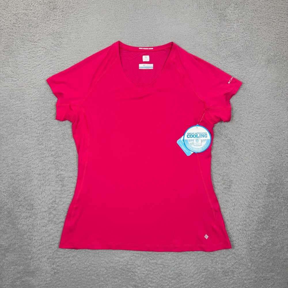 Columbia Total Zero Short Sleeve V-Neck Top Pink XL Omni-Freeze AL6599-600